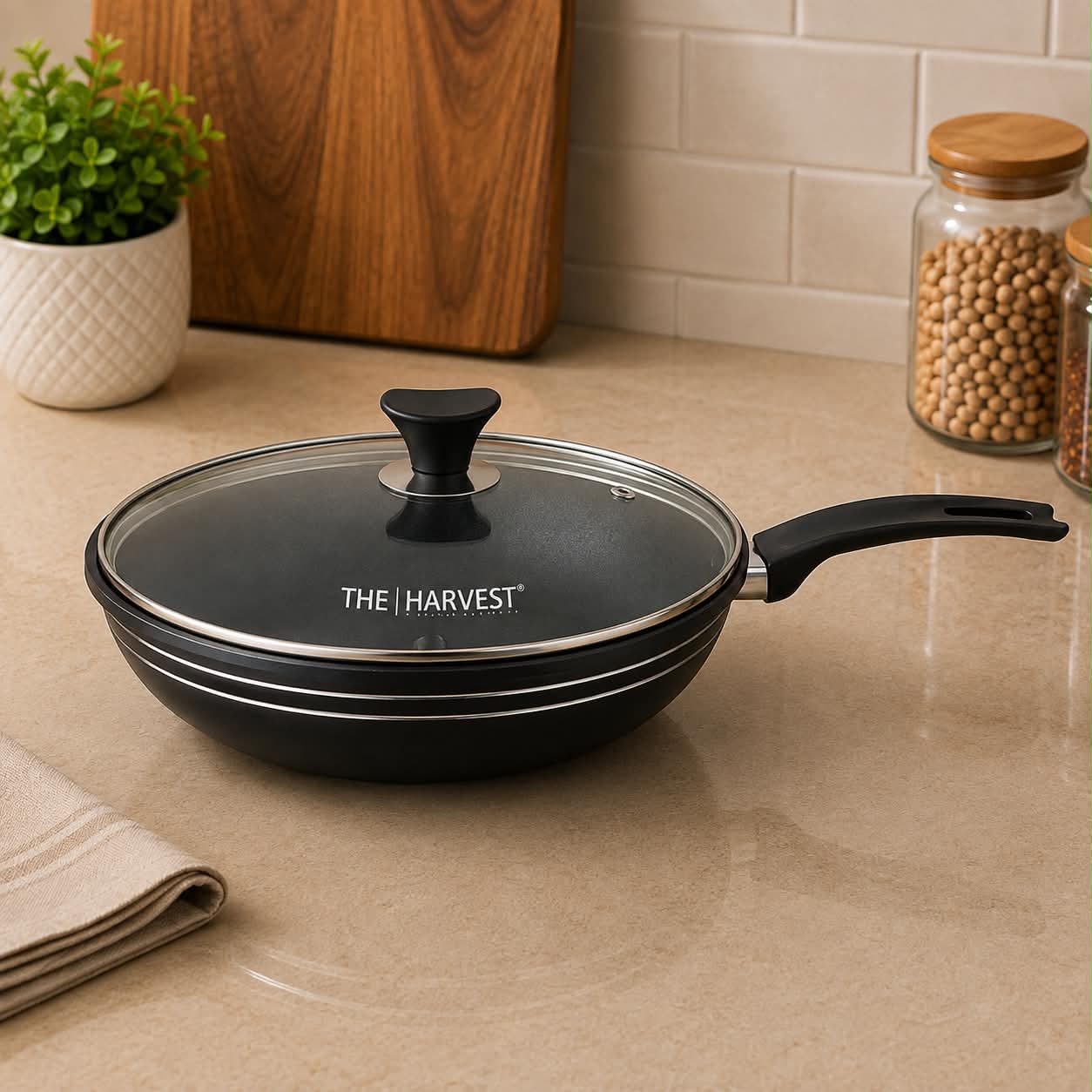 THE HARVEST 30CM WOK WITH GLASS LID
