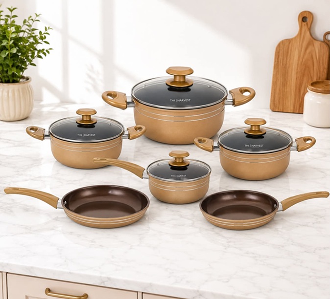 THE HARVEST 10 PCS CERAMIC NONSTICK COOKWARE SET
