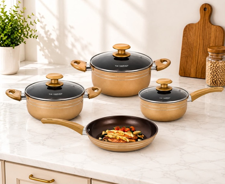 THE HARVEST 7 PCS CERAMIC NONSTICK COOKWARE SET