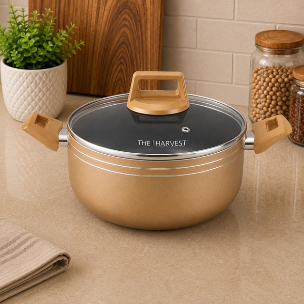 THE HARVEST NON STICK CERAMIC CASSEROLE POT 26CM