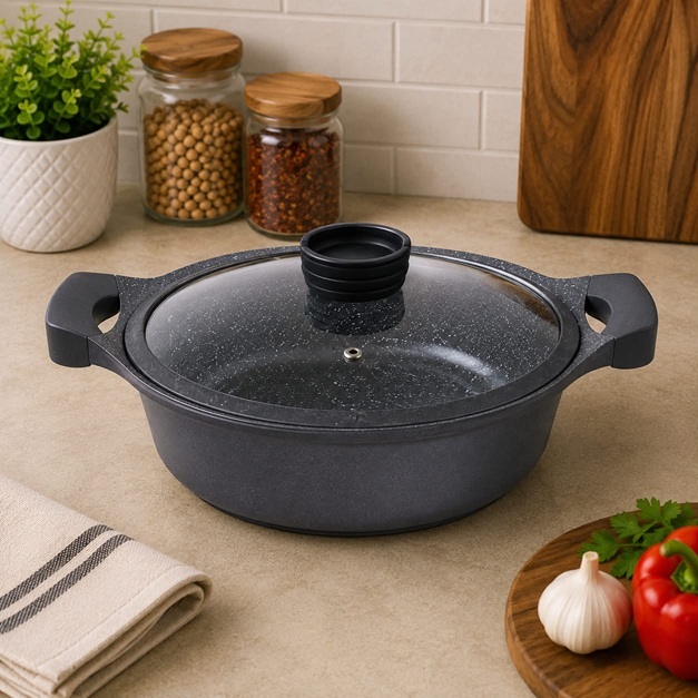 THE HARVEST 32CM DIE CAST LOW CASSEROLE