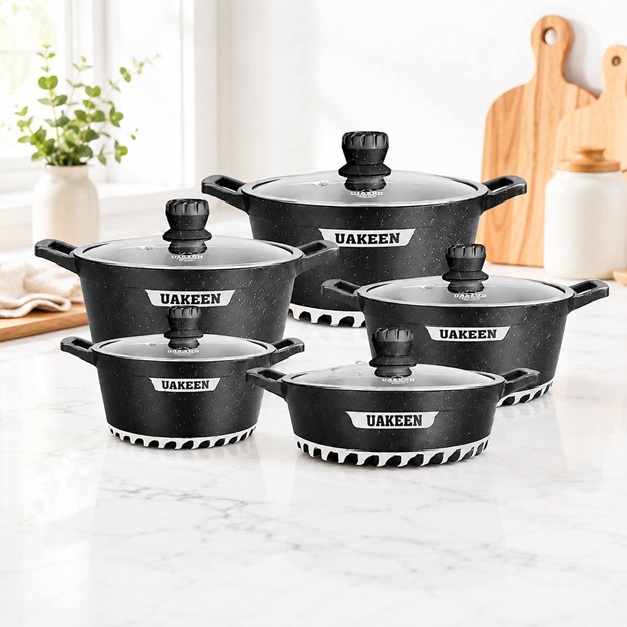10 PCS UAKEEN GRANITE COATING COOKWARE SET