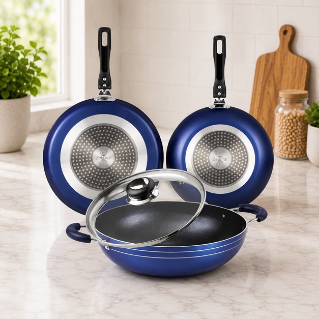 ORANGE NON-STICK INDUCTION BASE 4 PCS COOKWARE SET