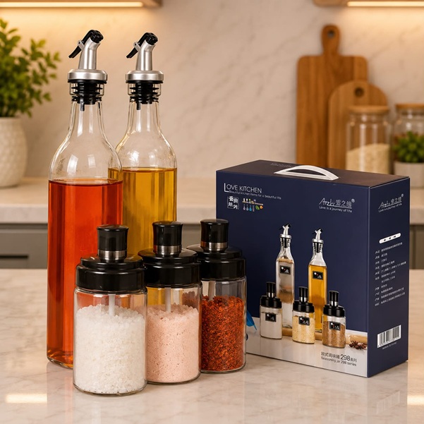 5 PCS OIL BOTTLE AND SEASONING SET