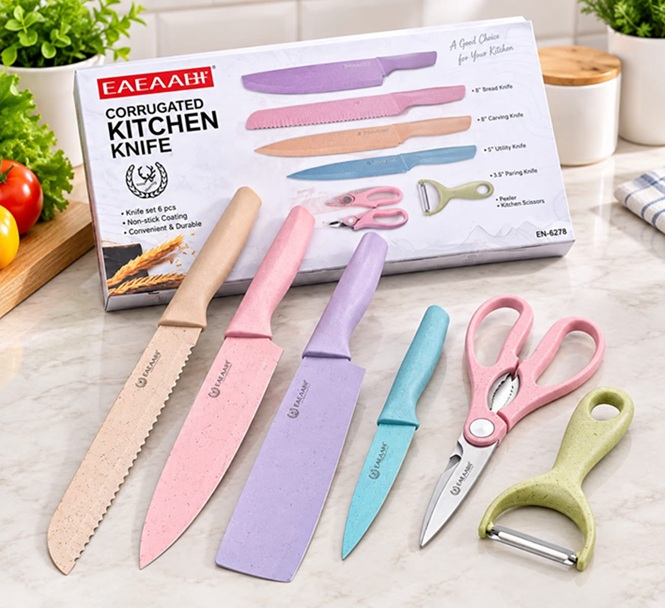 06 PCS CORRUGATED KITCHEN KNIFE SET
